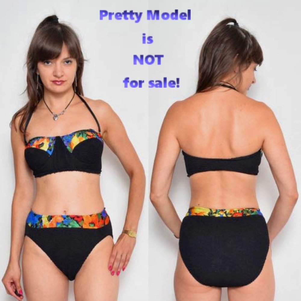 Vintage Ribbed Two Piece Swimsuit